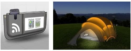 concepto camping con tejido solar