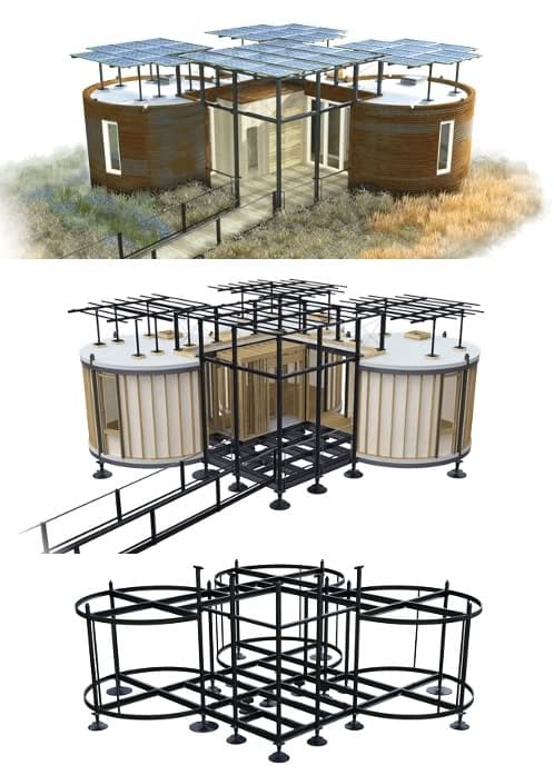 estructura y revestimientos con render final