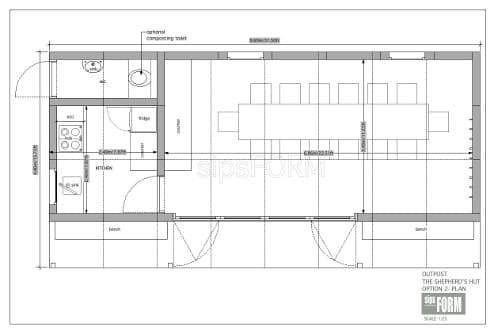 plano para pastor con cocina y aseo