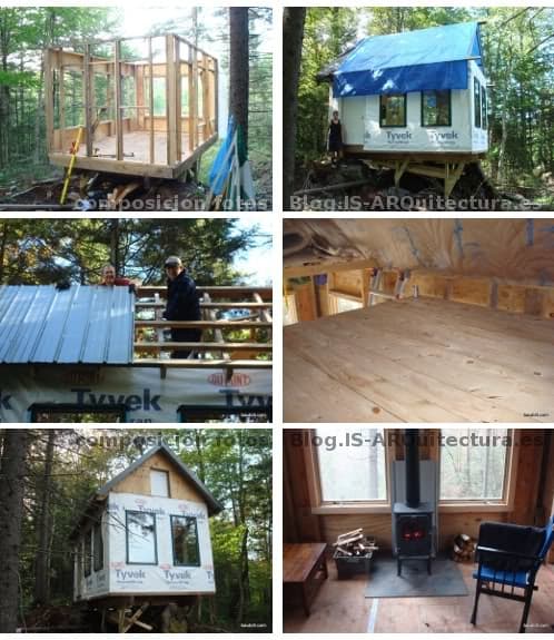 proceso construcción cabaña de madera