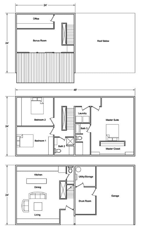 planos de planta de la casa prefabricada CL24