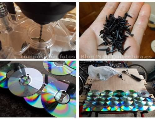 instrucciones para hacer un tejado con los viejos CDs