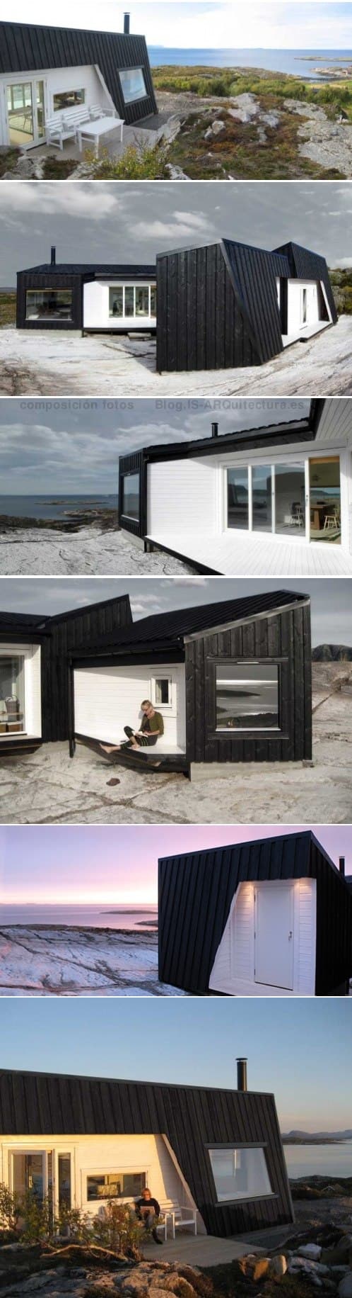 moderna cabaña en la costa Noruega. Fotos exterior