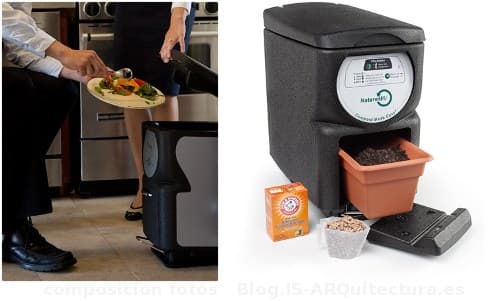 cubo de basura que fabrica compostaje-naturemill