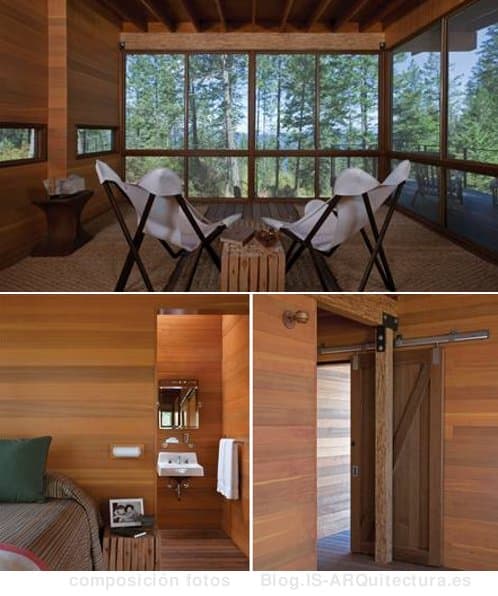 cabaña-madera-lago-flathead fotos del interior