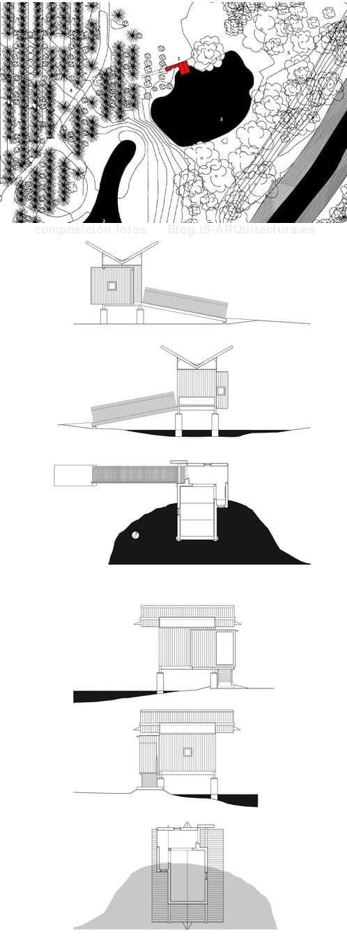 planos-refugio en un lago, como casa de té