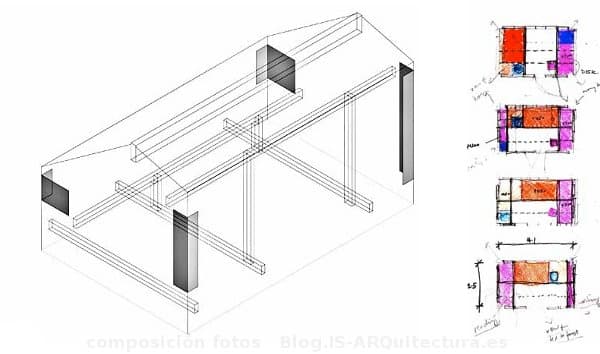 esquema-estructural-y-bocetos-refugio-madera