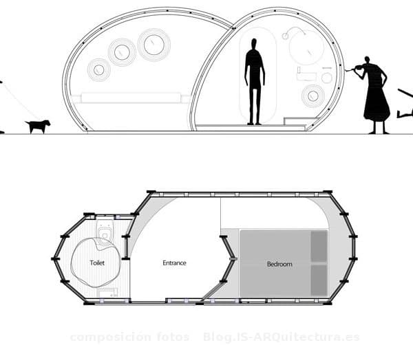 seccion-y-plano-planta-habitacion-Shelter-ByGG
