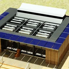 cubierta casa Sumbiosi con sistemas fotovoltaicos