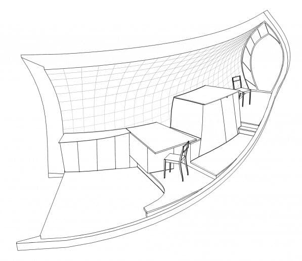 axonometria-HUS1-refugio-curvo-de-madera