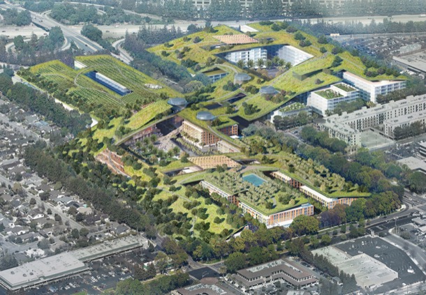 La mayor extensión de azoteas verdes estará en Cupertino The-Hills-at-Vallco-vista-aerea