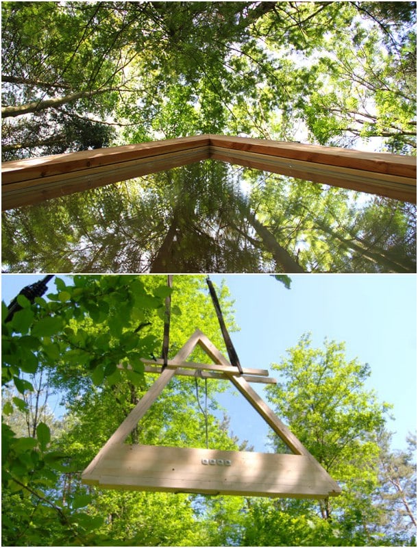 ventana triangular cabaña madera Lushna