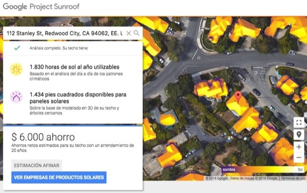 Google Sunroof instalación fotovoltaica