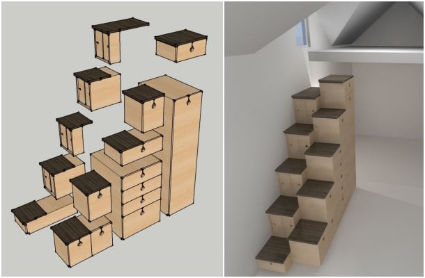 escalera de pasos alternos