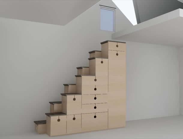 mueble escalera de pasos alternos