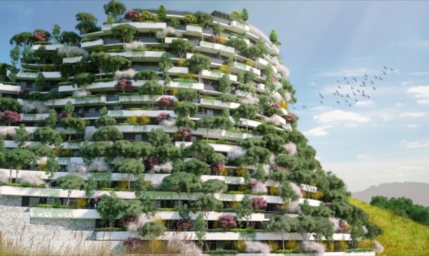 Mountain Forest Hotel: más arquitectura con árboles de SBA mountain-hotel fachada de árboles