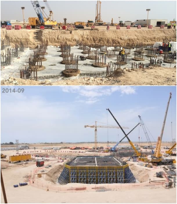 construcción de la Jeddah Tower, pilotes y cimentación