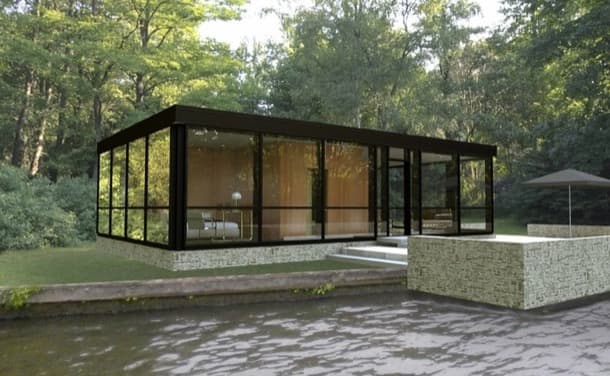 exterior Casa modular de vidrio inspirada glass-house