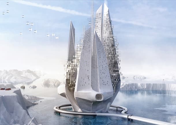 Heal Berg rascacielos flotante futurista