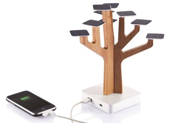 Cargador solar para móvil  SUNTREE, diseño ecológico en madera de bambú