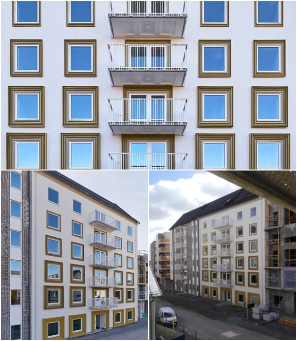 fachada bloque de pisos Linkoping Suecia