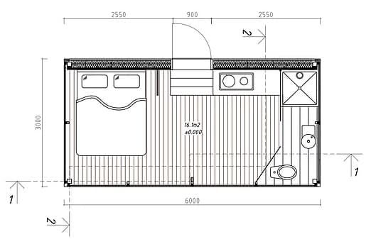 habitación prefabricada ÖÖD - plano planta