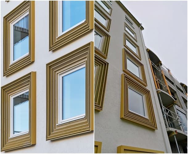 ventanas enmarcadas bloque de apartamentos Suecia