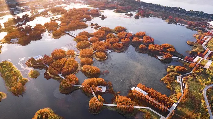 vista aérea general Fish Tail Park Nanchang