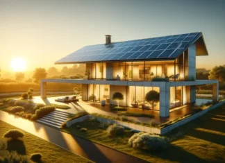 vivienda con paneles fotovoltaicos en cubierta