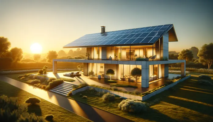 vivienda con paneles fotovoltaicos en cubierta