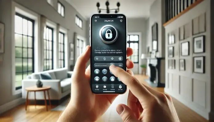 Usuario controlando la seguridad de su casa desde el móvil