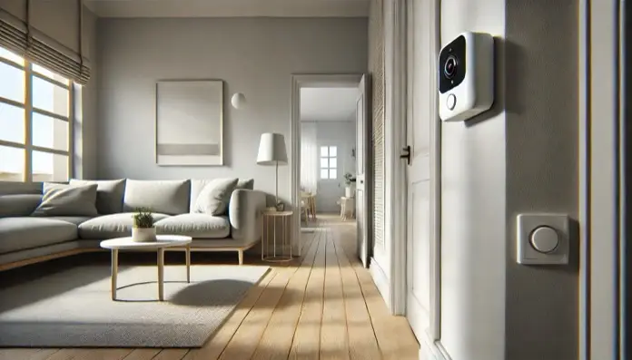 Sensor de seguridad en una casa moderna y luminosa